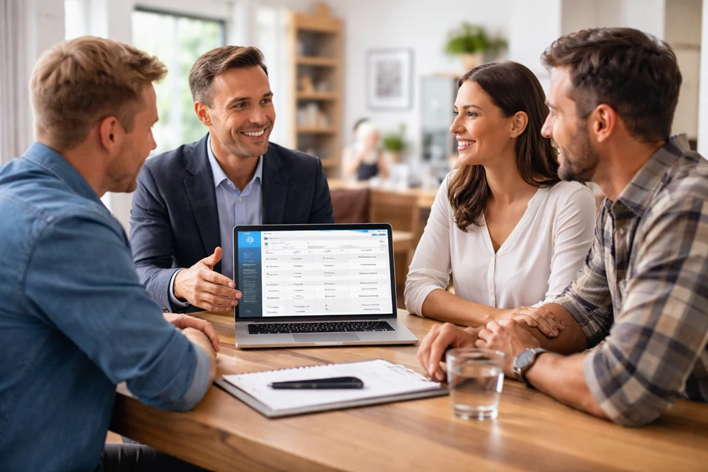 Berater führt ein unverbindliches Gespräch mit einem Unternehmen zur Strukturierung des Vertriebs und zur sinnvollen Nutzung eines CRM-Systems